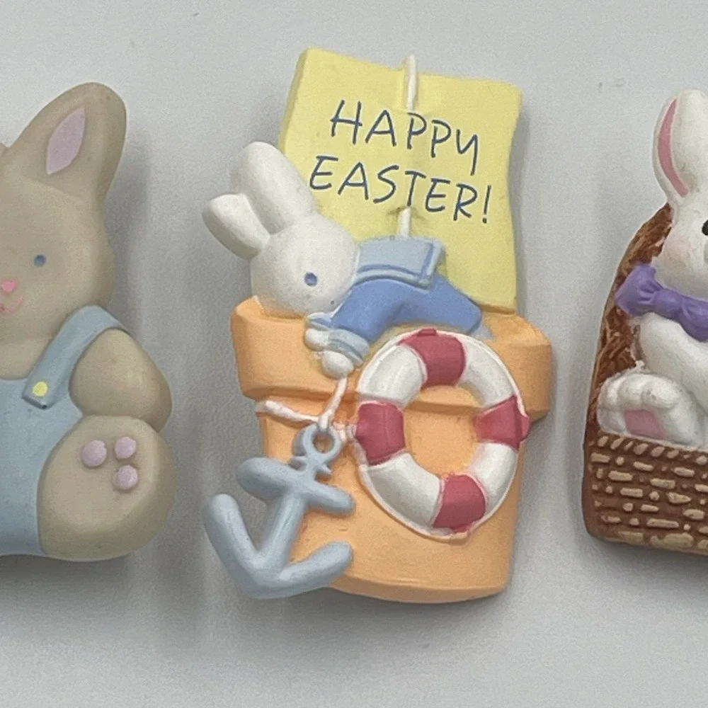 Vintage Lot of 3 Easter Brown Bunny Rabbit Spring Pin Brooch 90s Hallmark Basket